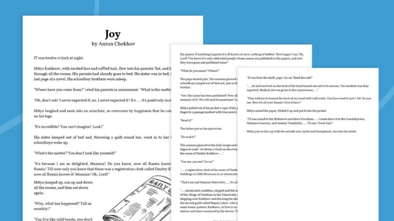 Images of the printable of the funny short story, 
