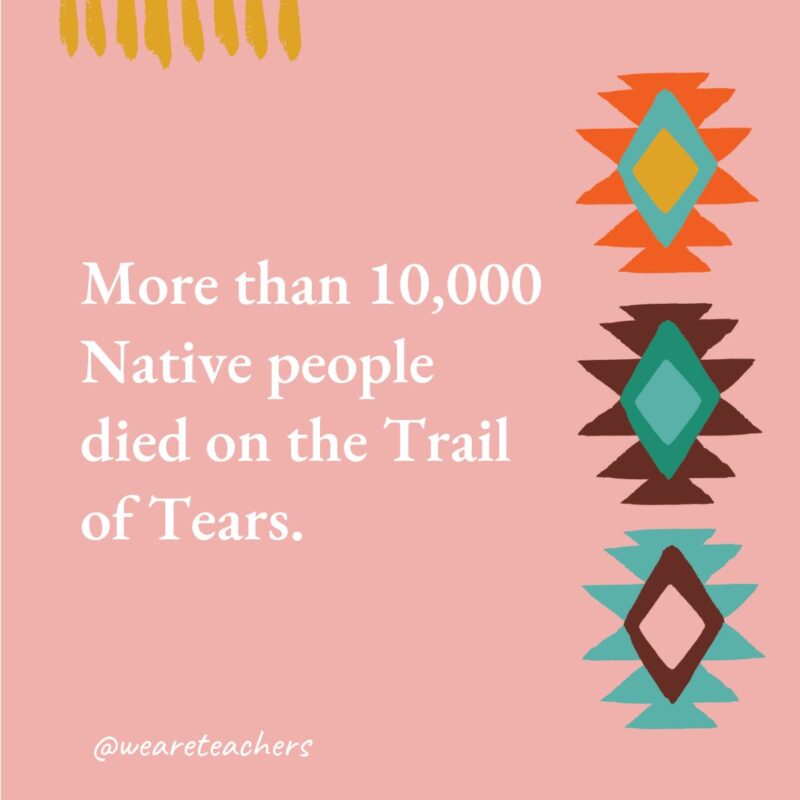 More than 10,000 Native people died on the Trail of Tears. More than 10,000 Native people died on the Trail of Tears.