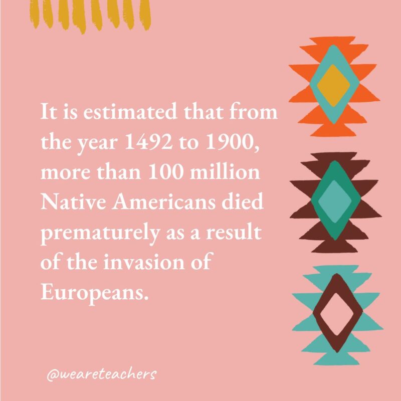 It is estimated that from the year 1492 to 1900, more than 100 million Native Americans died prematurely as a result of the invasion of Europeans. It is estimated that from the year 1492 to 1900, more than 100 million Native Americans died prematurely as a result of the invasion of Europeans.
