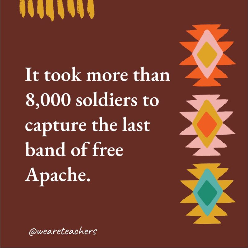 It took more than 8,000 soldiers to capture the last band of free Apache. It took more than 8,000 soldiers to capture the last band of free Apache.
