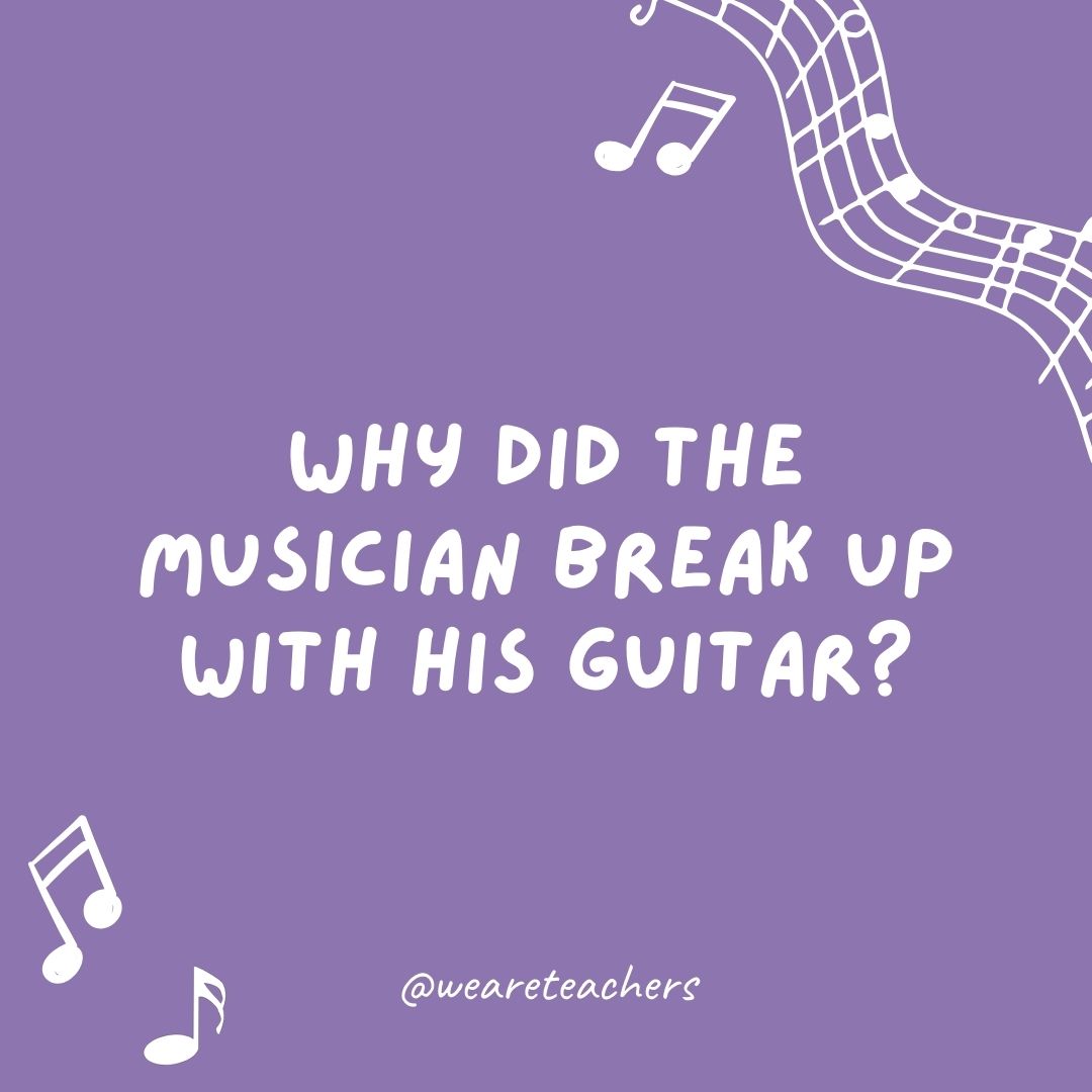 Why did the musician break up with his guitar? Why did the musician break up with his guitar?