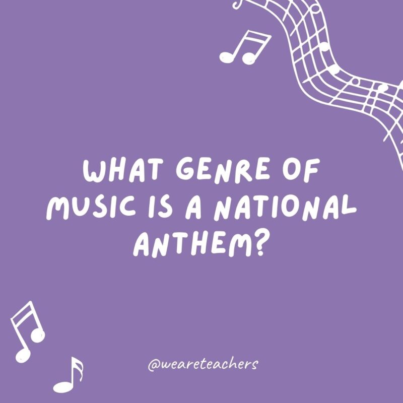 What genre of music is a national anthem? Country music. What genre of music is a national anthem? Country music.