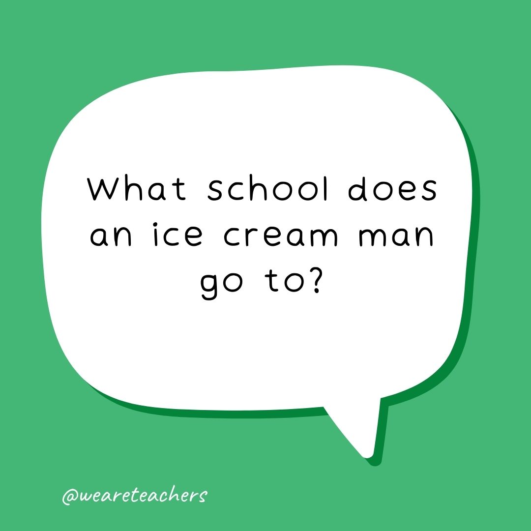 What school does an ice cream man go to? What school does an ice cream man go to?- school jokes for kids