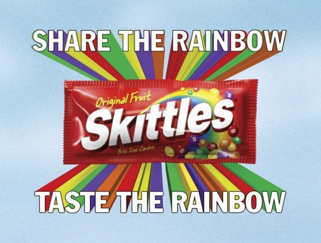 persuasive writing examples skittles Bag of Skittles candy against a blue background. Text reads