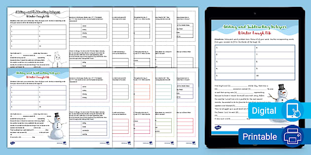 twinkl-adding-and-subtracting-integers-winter-laugh-lib Twinkl winter worksheets adding and subtracting activity