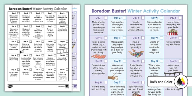 twinkl-boredom-buster-winter-activity-calendar Twinkl winter activity calendar