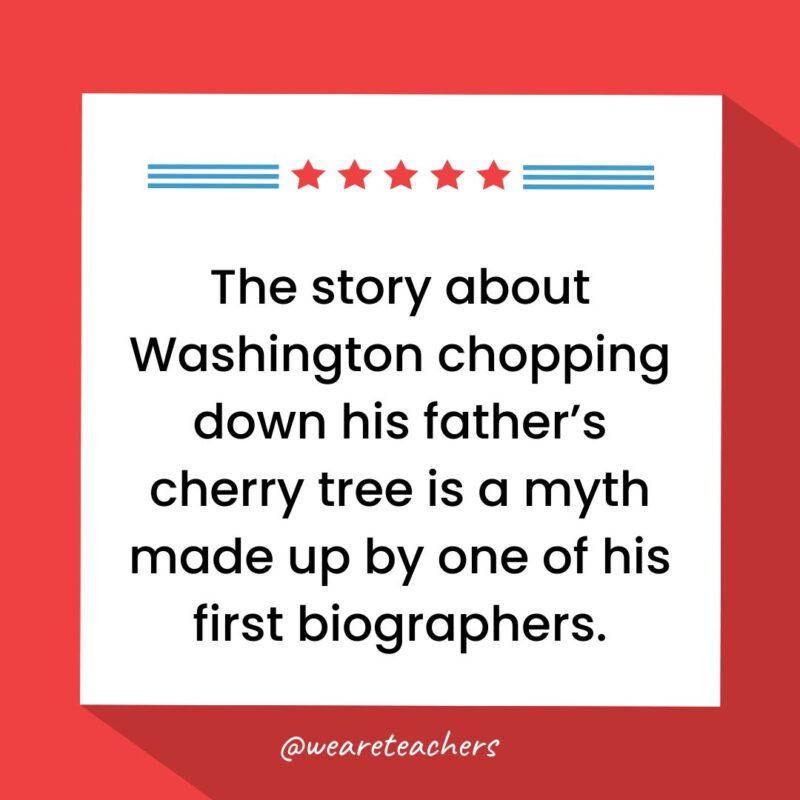 The story about Washington chopping down his father’s cherry tree is a myth made up by one of his first biographers.