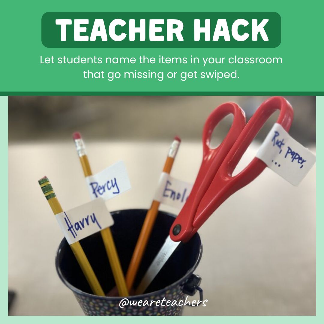 teacher hack – missing items_v3 teacher hack with image of students names on items that regularly go missing