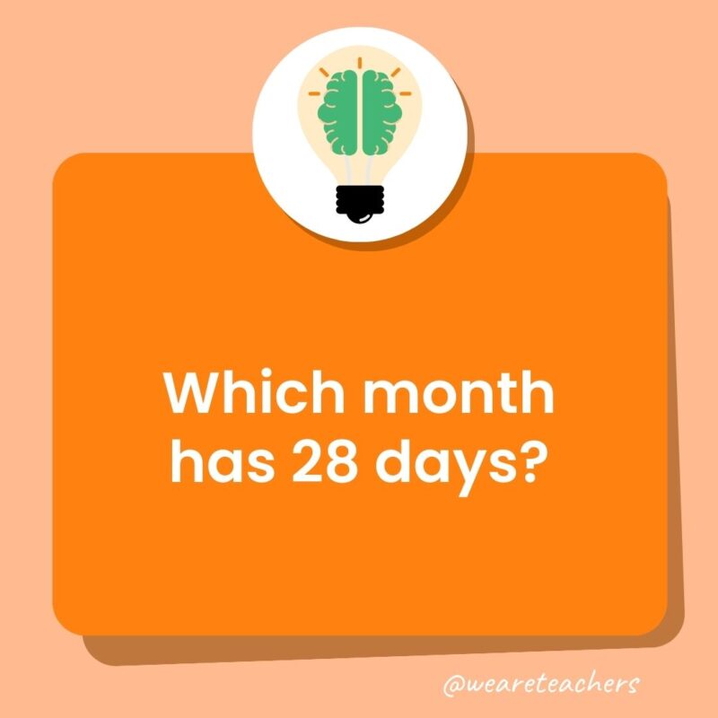 Which month has 28 days? Which month has 28 days?