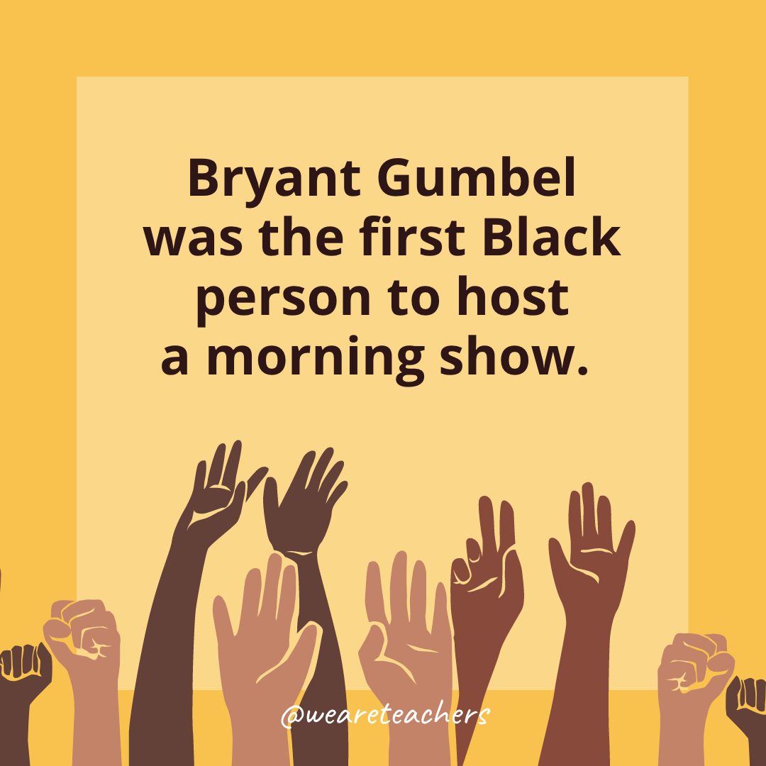 17 Bryant Gumbel was the first Black person to host a morning show. - Black History Month Facts