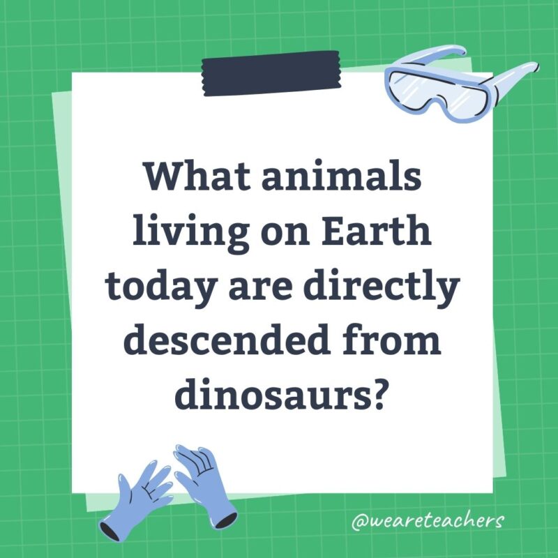 What animals living on Earth today are directly descended from dinosaurs? What animals living on Earth today are directly descended from dinosaurs?- science trivia