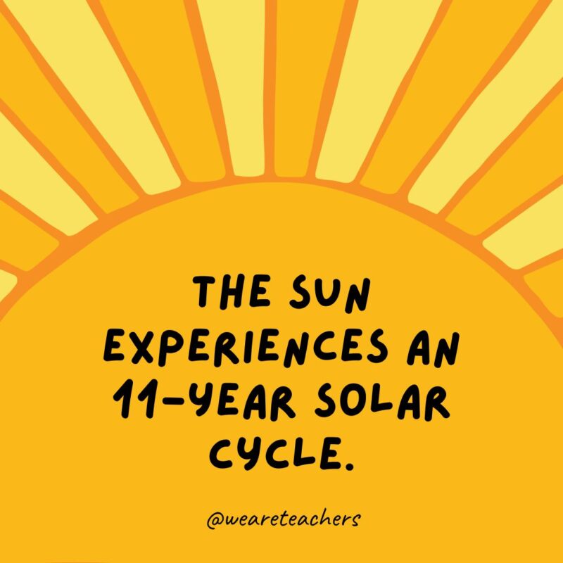 The sun experiences an 11-year solar cycle. The sun experiences an 11-year solar cycle.