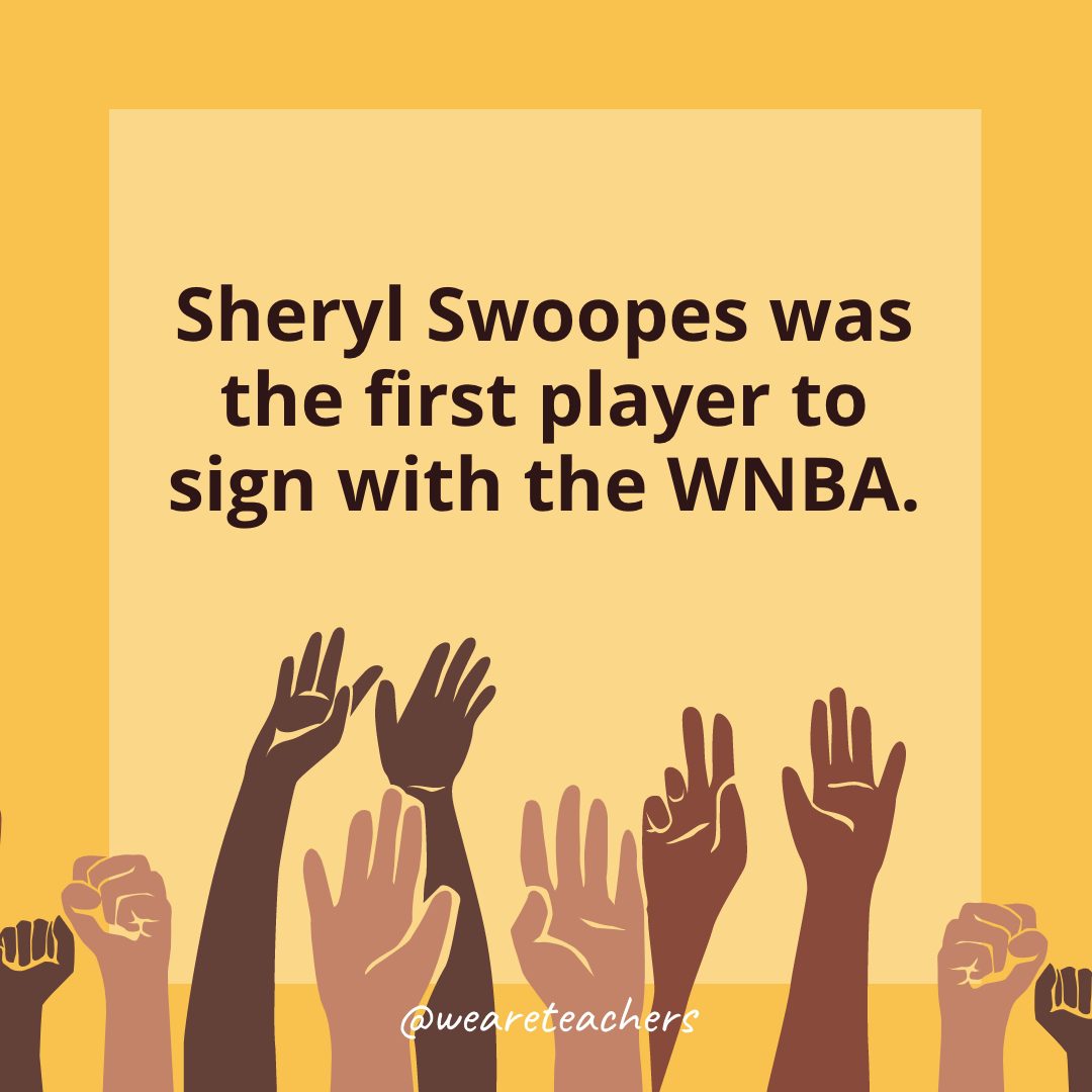 24 Sheryl Swoopes was the first player to sign with the WNBA.- Black History Month Facts