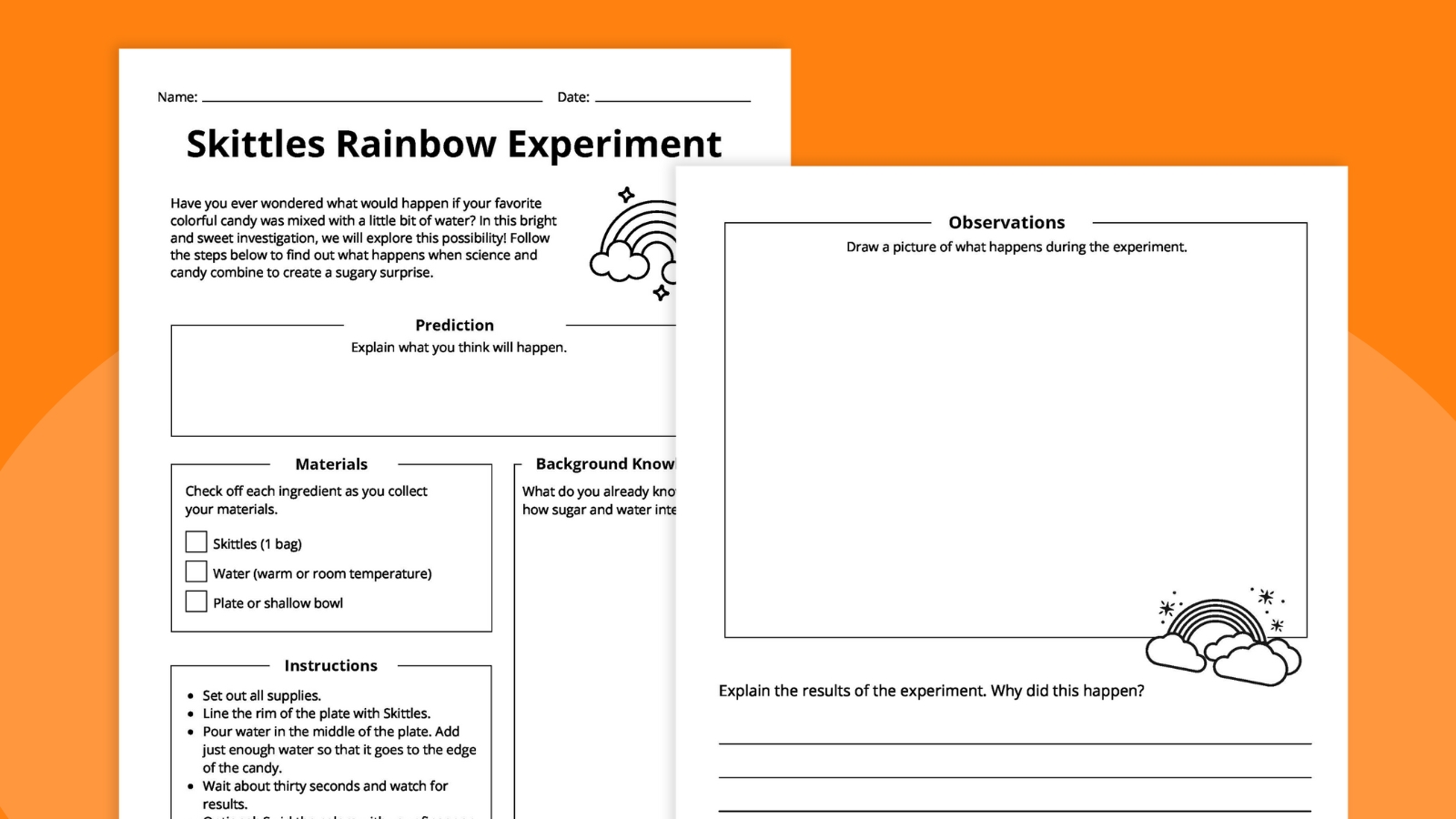 Printable Skittles Rainbow Experiment Worksheet Printable Skittles Rainbow Experiment Worksheet