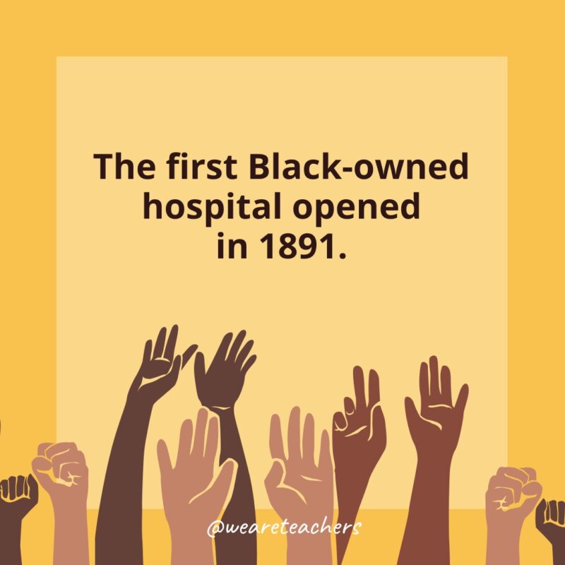 The first Black-owned hospital opened in 1891. The first Black-owned hospital opened in 1891.