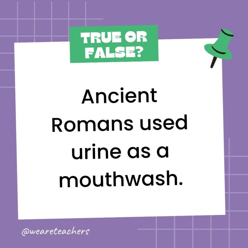Ancient Romans used urine as a mouthwash. Ancient Romans used urine as a mouthwash.