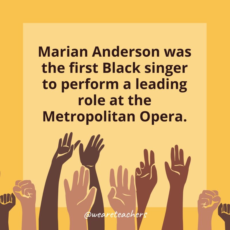Marian Anderson was the first Black singer to perform a leading role at the Metropolitan Opera. Marian Anderson was the first Black singer to perform a leading role at the Metropolitan Opera.