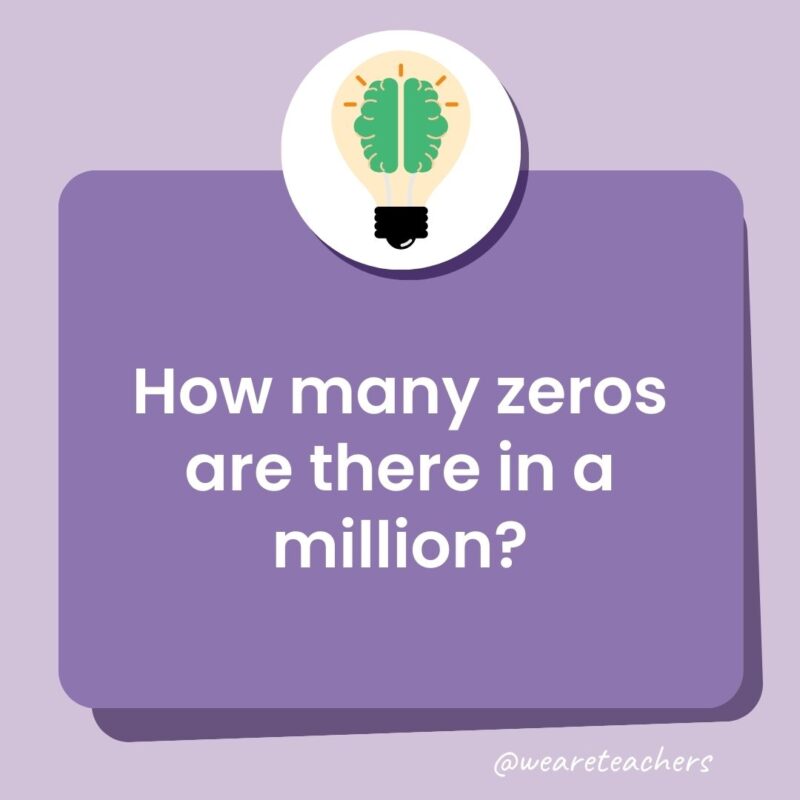 How many zeros are there in a million? How many zeros are there in a million?