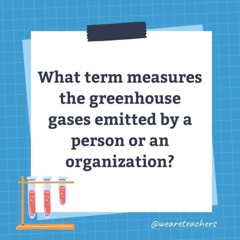 What term measures the greenhouse gases emitted by a person or an organization? What term measures the greenhouse gases emitted by a person or an organization?