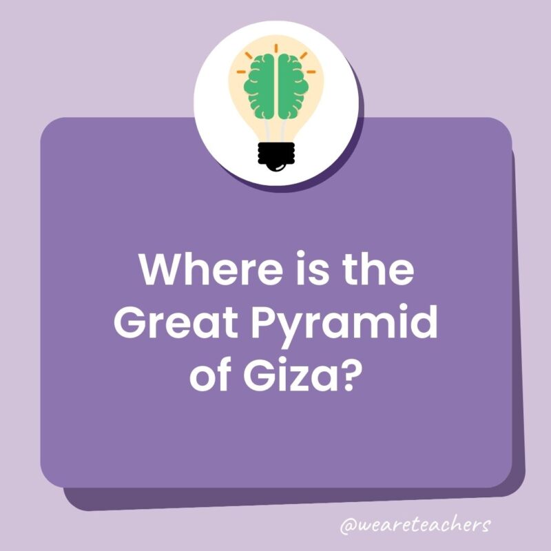 Trivia questions for kids: Where is the Great Pyramid of Giza? Trivia questions for kids: Where is the Great Pyramid of Giza?