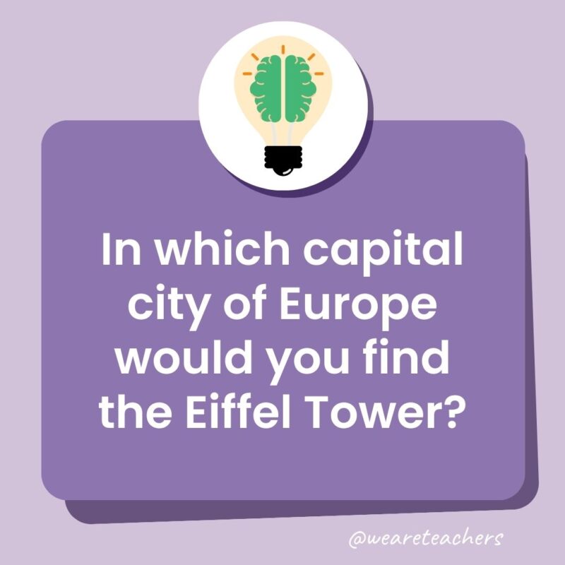 In which capital city of Europe would you find the Eiffel Tower? In which capital city of Europe would you find the Eiffel Tower?