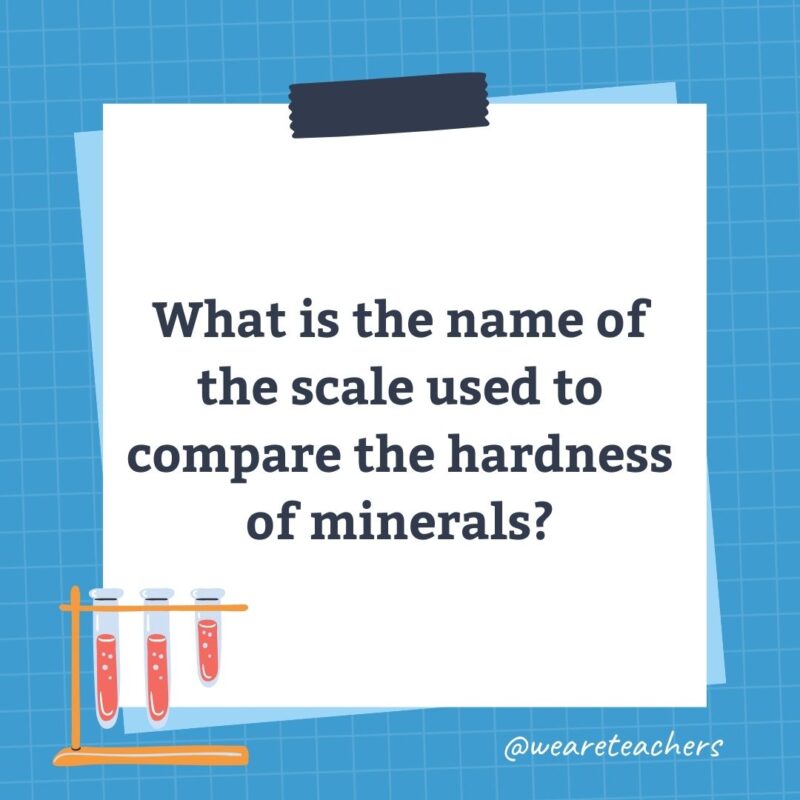 What is the name of the scale used to compare the hardness of minerals? What is the name of the scale used to compare the hardness of minerals?