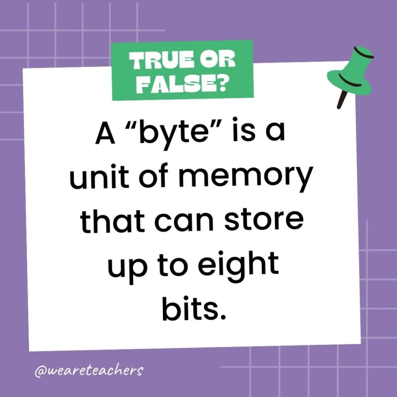 A “byte” is a unit of memory that can store up to eight bits. A “byte” is a unit of memory that can store up to eight bits.