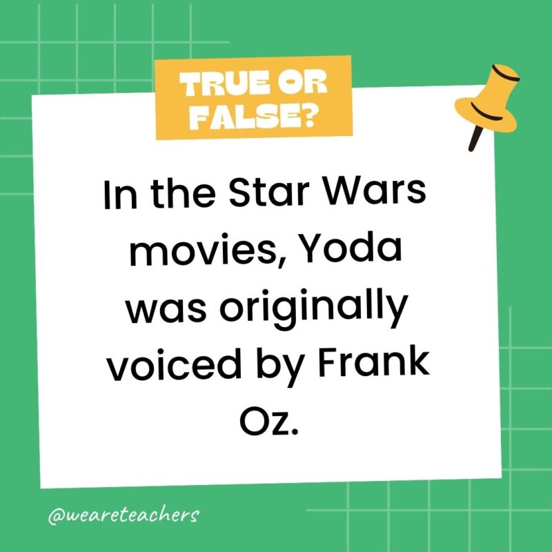 In the Star Wars movies, Yoda was originally voiced by Frank Oz.- true or false questions In the Star Wars movies, Yoda was originally voiced by Frank Oz.- true or false questions