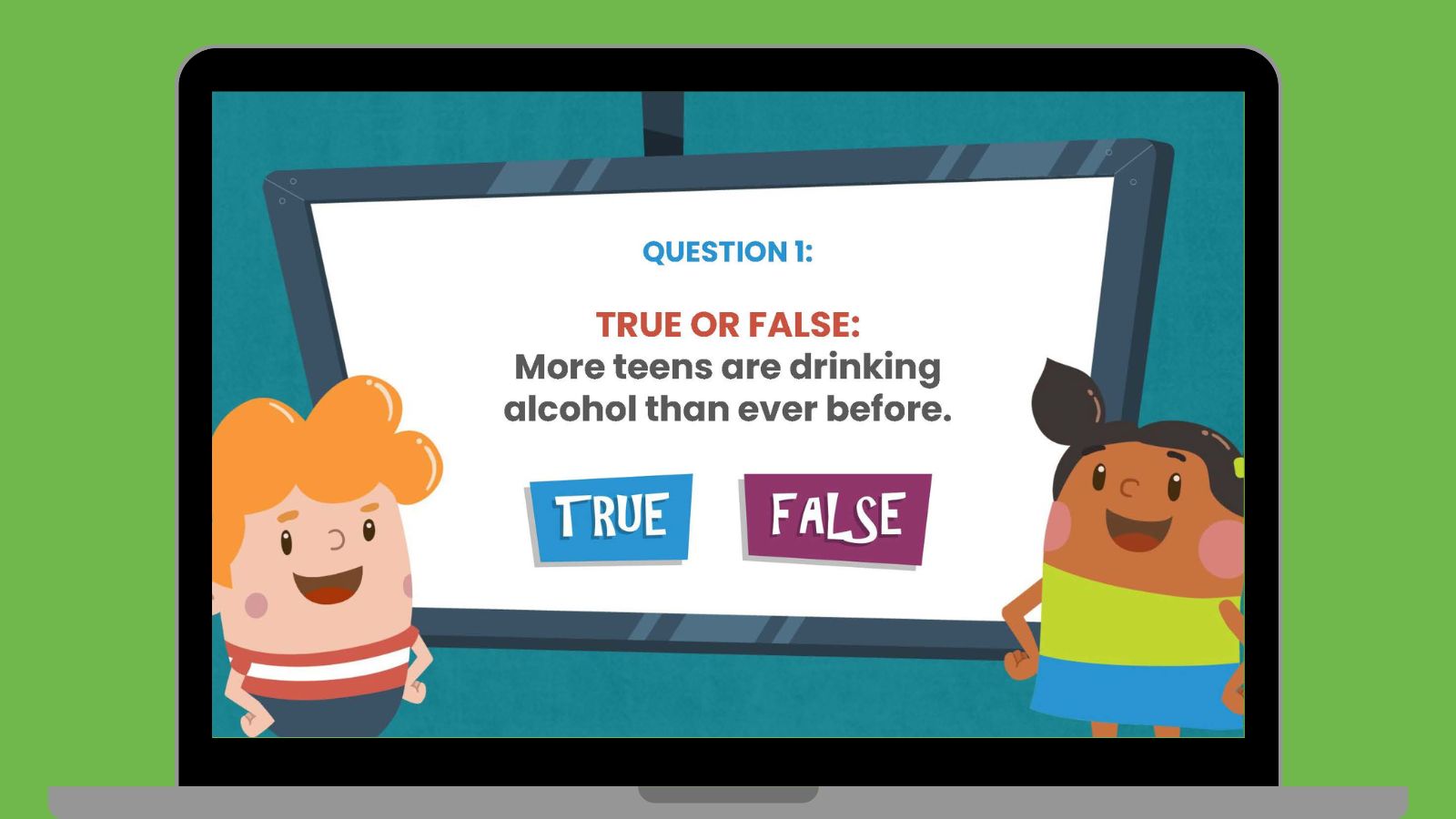 This Free Game Teaches Students How Alcohol Affects Their Developing Brain Sample slide from the underage drinking prevention game