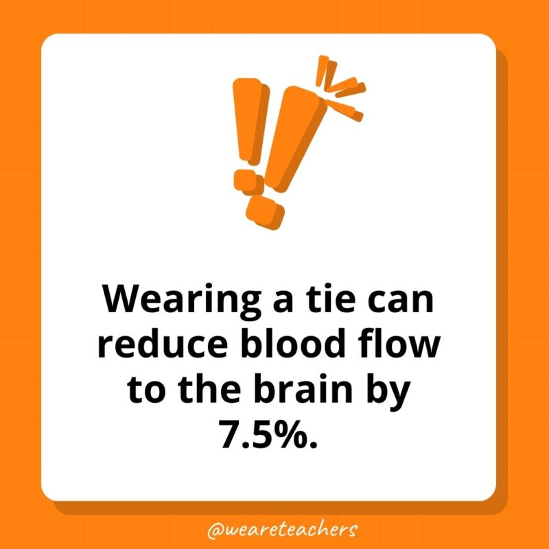 Wearing a tie can reduce blood flow to the brain by 7.5%. Wearing a tie can reduce blood flow to the brain by 7.5%.
