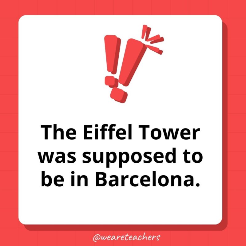 The Eiffel Tower was supposed to be in Barcelona. The Eiffel Tower was supposed to be in Barcelona.
