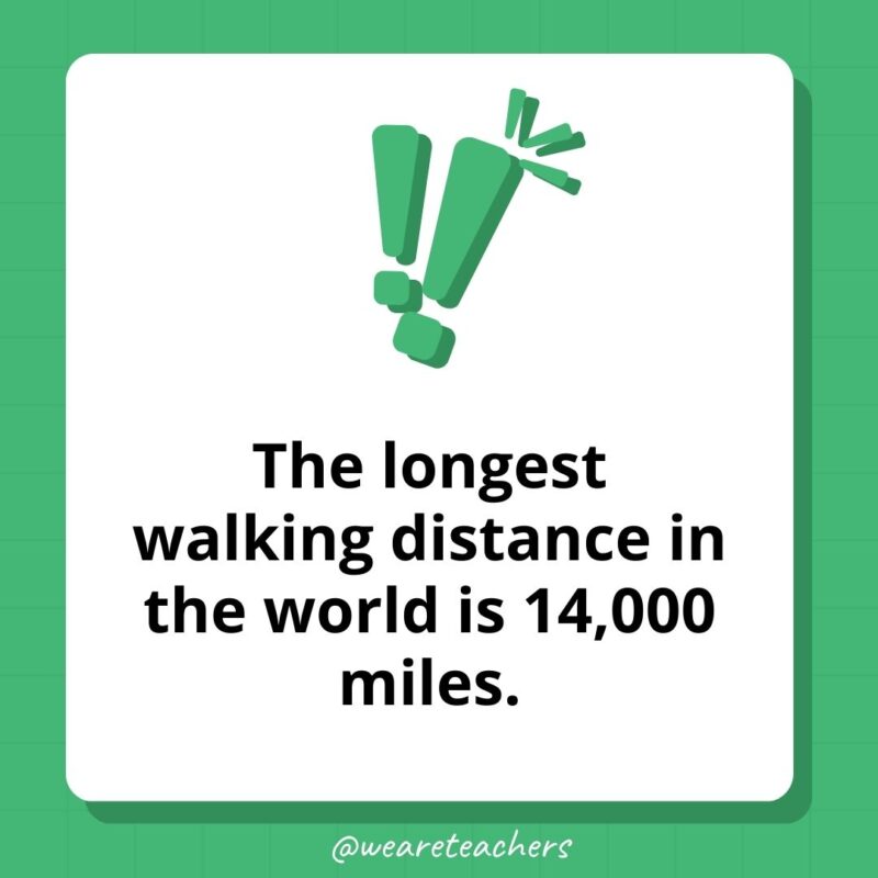 The longest walking distance in the world is 14,000 miles. The longest walking distance in the world is 14,000 miles.