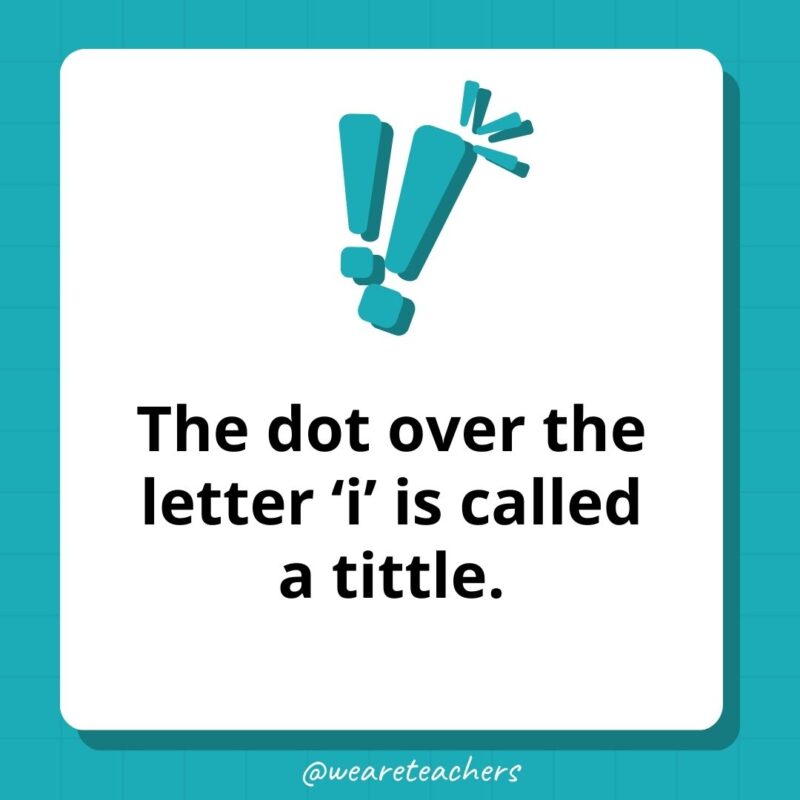 The dot over the letter ‘i’ is called a tittle. The dot over the letter 'i' is called a tittle.