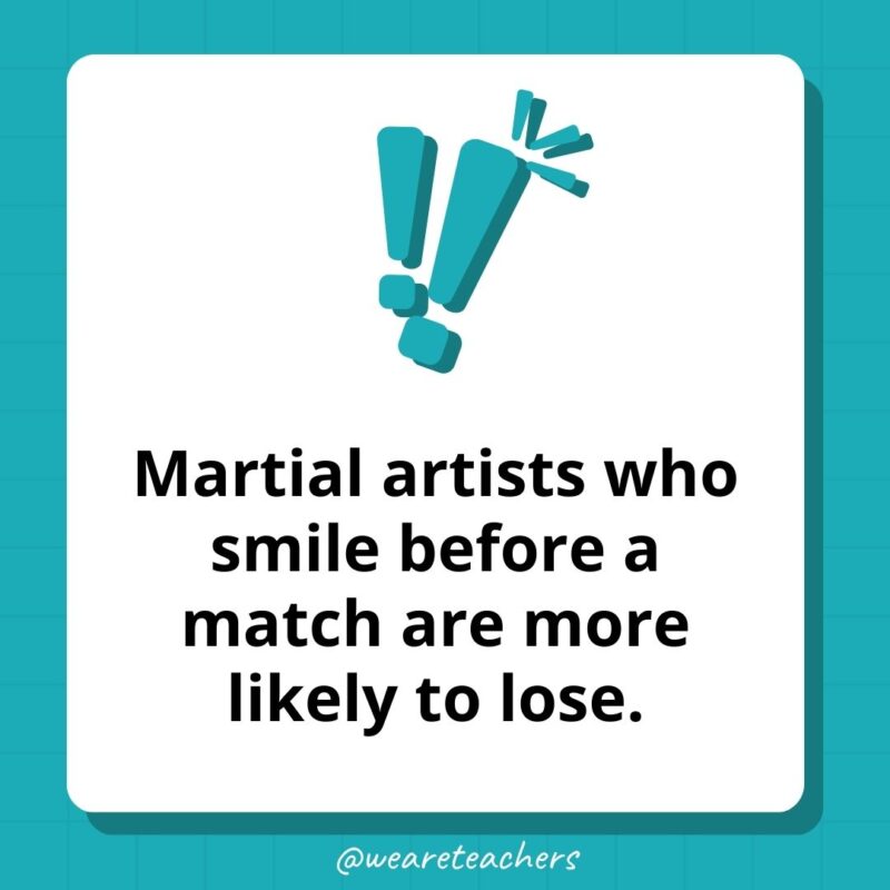 Martial artists who smile before a match are more likely to lose. Martial artists who smile before a match are more likely to lose.