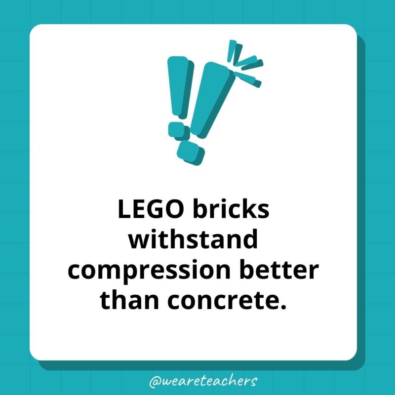 LEGO bricks withstand compression better than concrete.- weird fun facts LEGO bricks withstand compression better than concrete.- weird fun facts