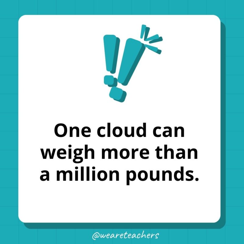 One cloud can weigh more than a million pounds. One cloud can weigh more than a million pounds.