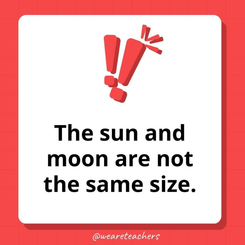 The sun and moon are not the same size. The sun and moon are not the same size.