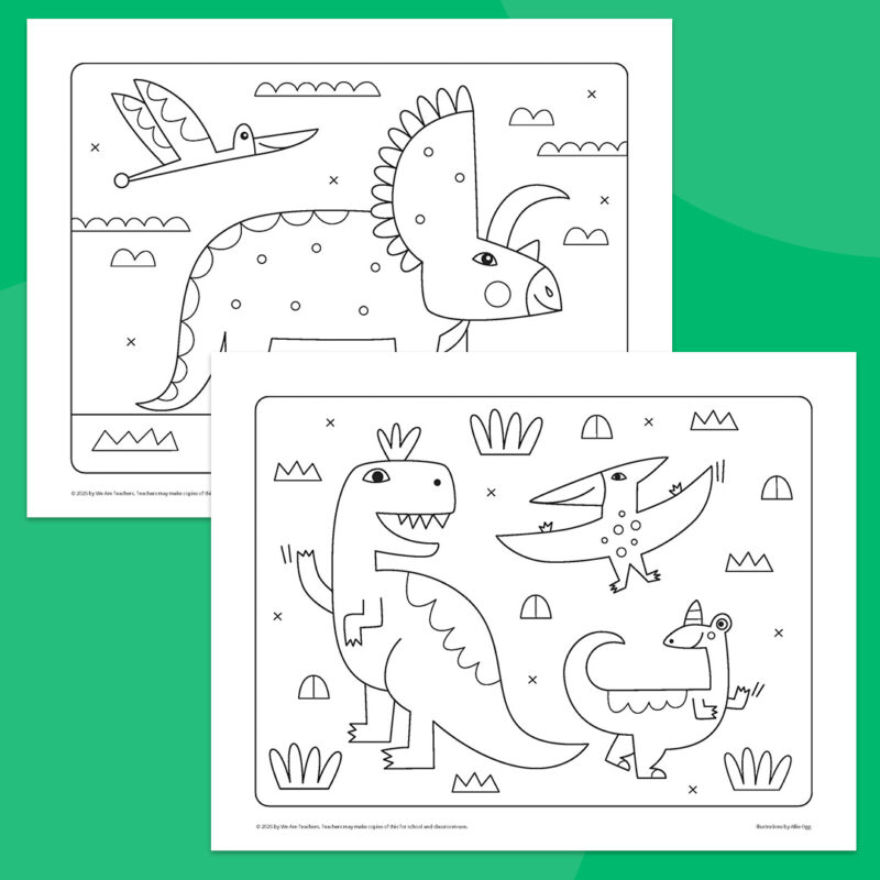 Coloring pages featuring a variety of dinosaurs Coloring pages featuring a variety of dinosaurs