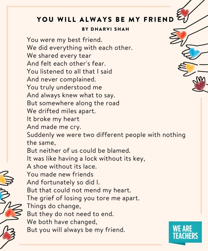 Friendship Poems My Friend_v2 You Will Always Be My Friend by Dharvi Shah an example of poems about friendship