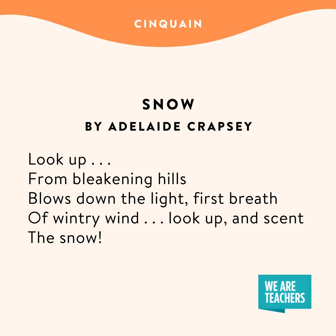 15 Types of Poetry to Share With Kids (Plus Examples of Each) Poem Examples: Cinquan
