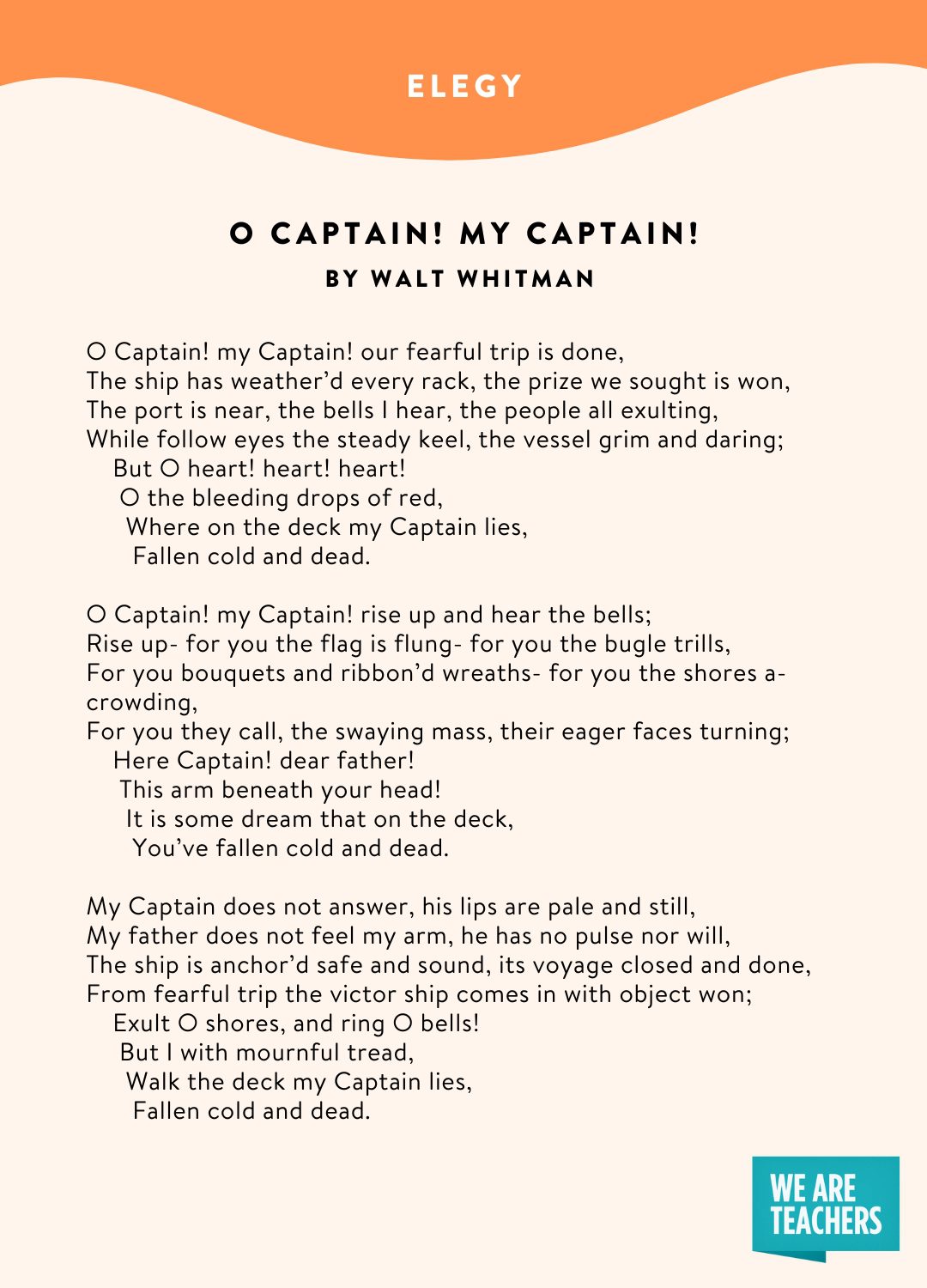 15 Types of Poetry to Share With Kids (Plus Examples of Each) Poetry Example: Elegy