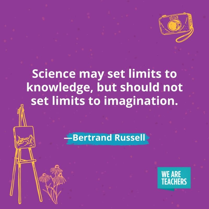 Science may set limits to knowledge, but should not set limits to imagination. —Bertrand Russell- creativity quotes