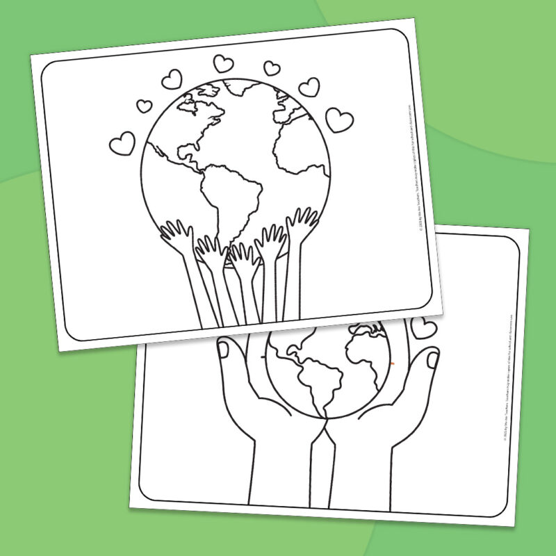 (hands holding globe coloring page)