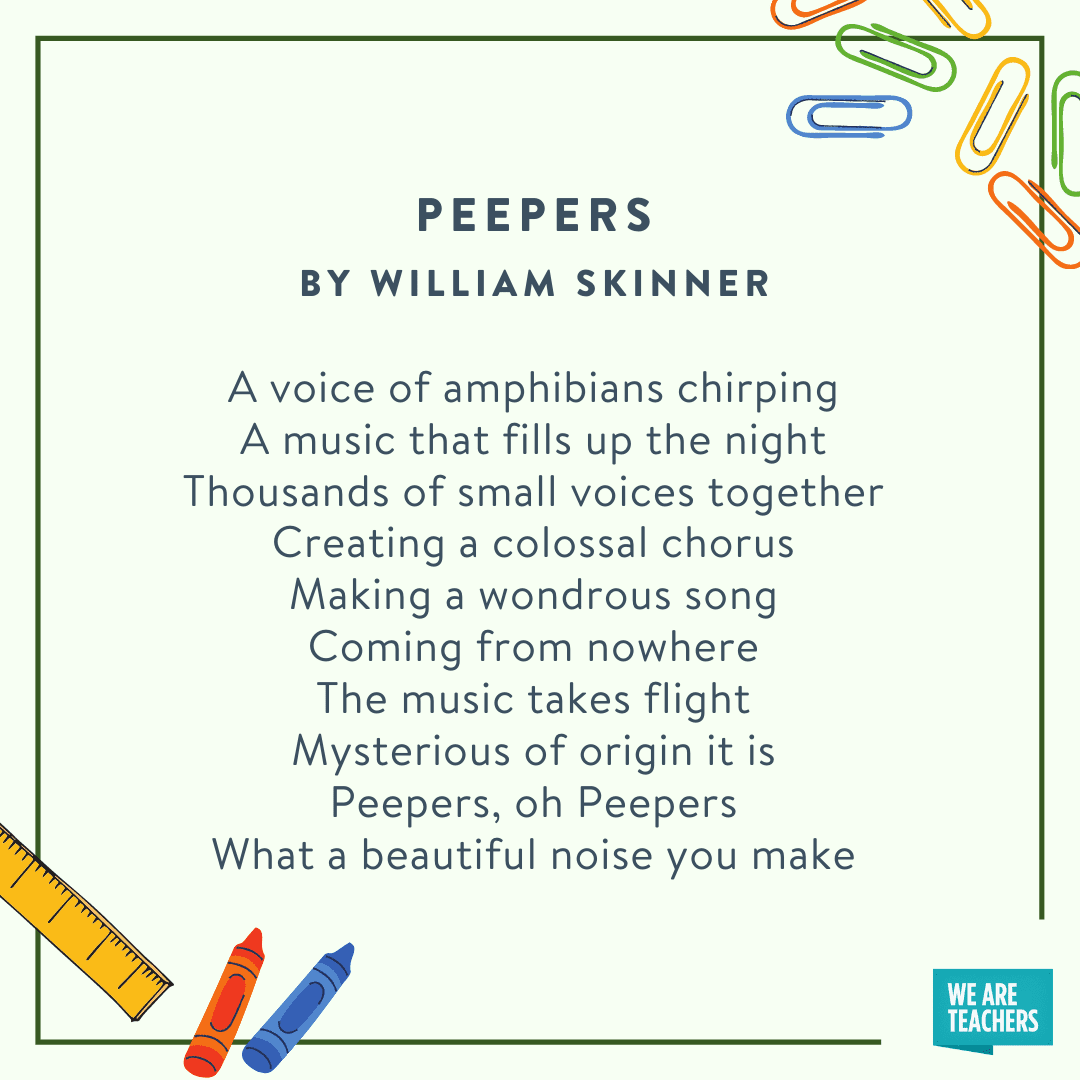 Fifth Grade Poems Peepers by William Skinner