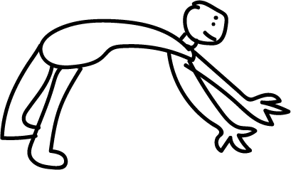 A stick figure is shown on all fours.
