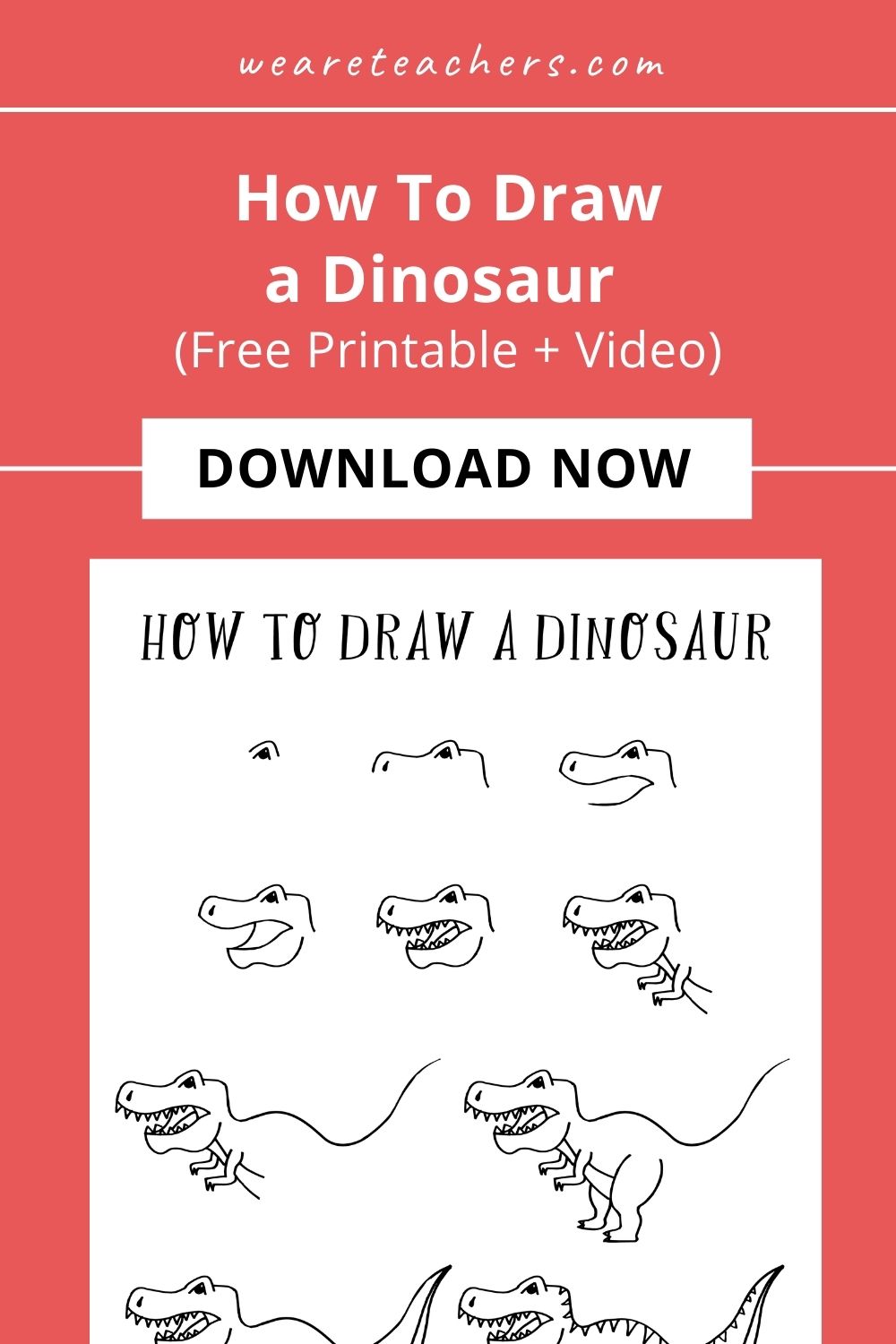 draw a dinosaur_v2 Learn to draw a dinosaur with this video tutorial and images with step-by-step instructions. Plus, be sure to download the free printable!