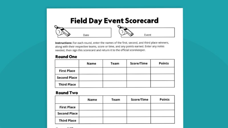 field day scorecard for events 
