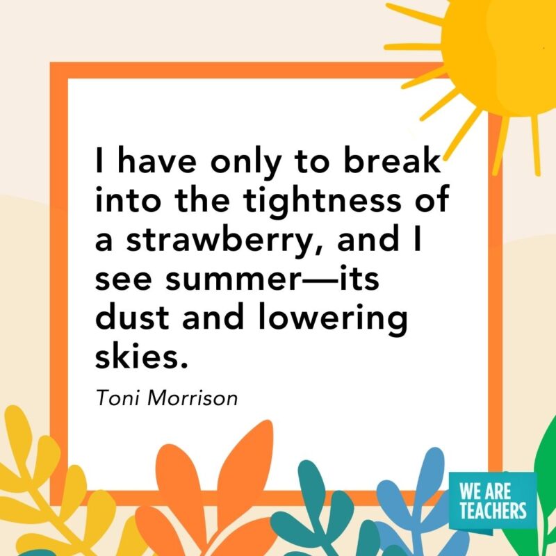 I have only to break into the tightness of a strawberry, and I see summer—its dust and lowering skies. — Toni Morrison