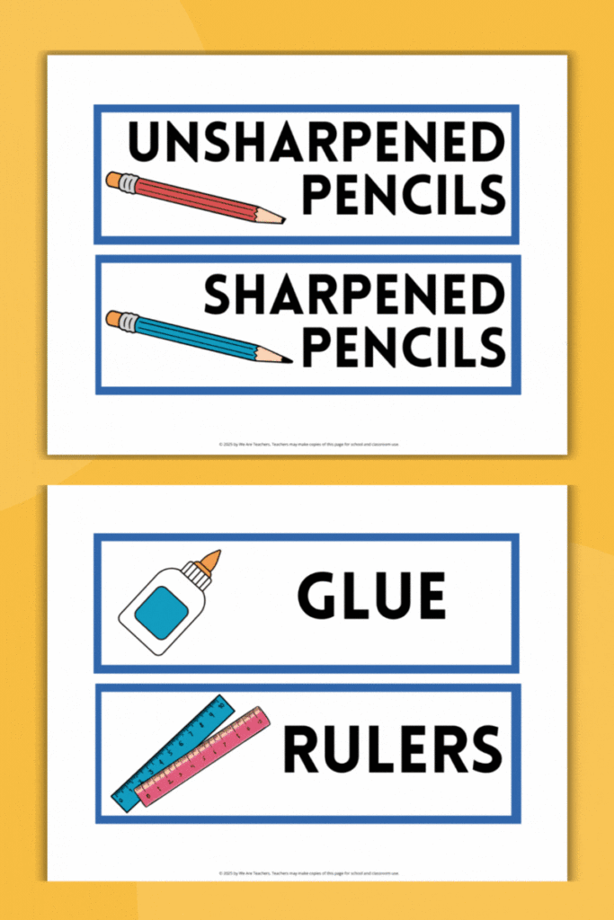 Label classroom supplies 