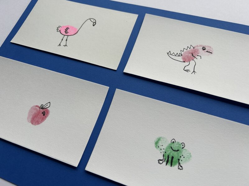 Animals Fingerprint Art Small sheets of paper with animals fingerprint art